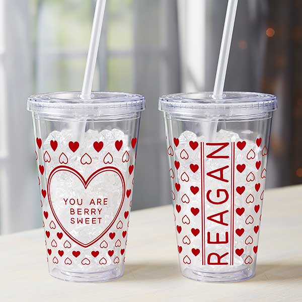 Sweet Hearts Personalized Insulated Acrylic Tumblers for Kids - 28392