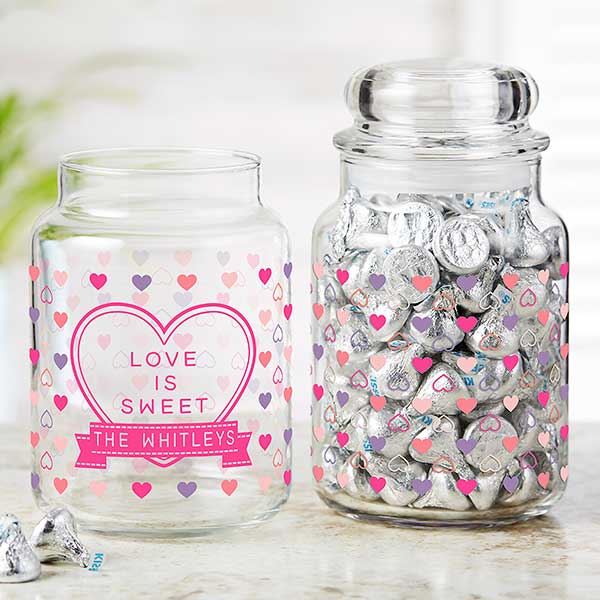 Sweet Hearts Personalized Valentine's Day Glass Treat Jar - 28393