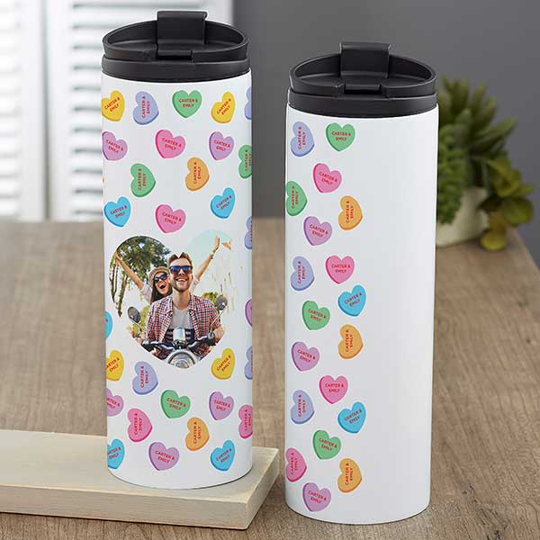 Conversation Hearts Personalized Valentine's Day Travel Tumbler - 28400