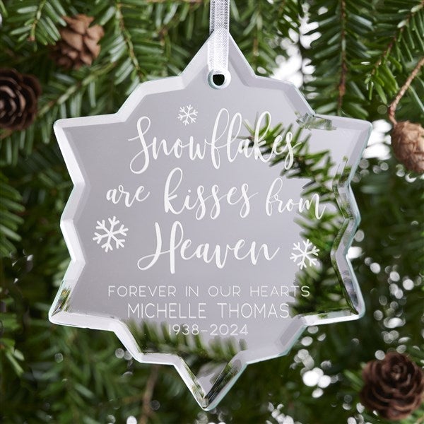 Snowflake Kisses From Heaven Personalized Mirror Memorial Ornament - 28403