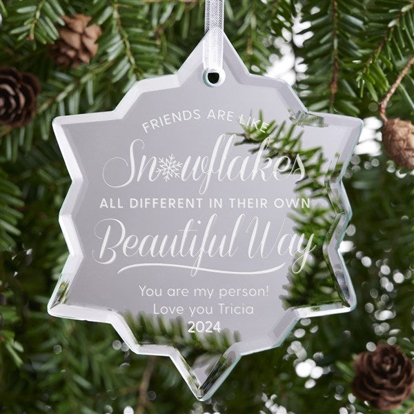 Friends Are Like Snowflakes Personalized Mirror Ornament - 28404