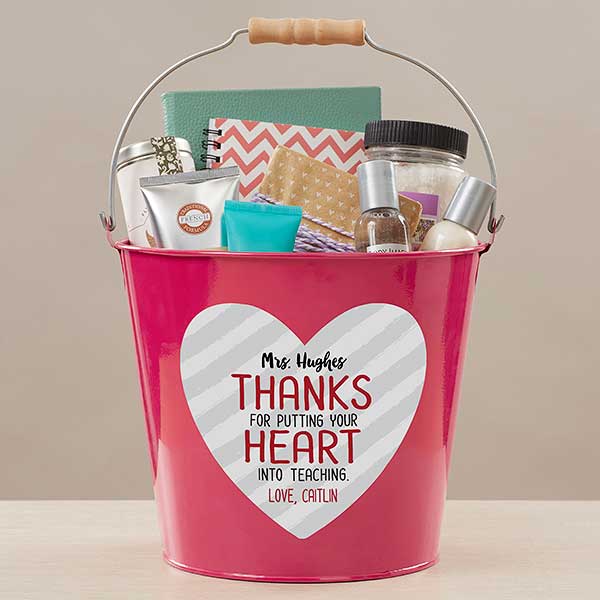 Heart Into Teaching Personalized Teacher Treat Buckets - 28407