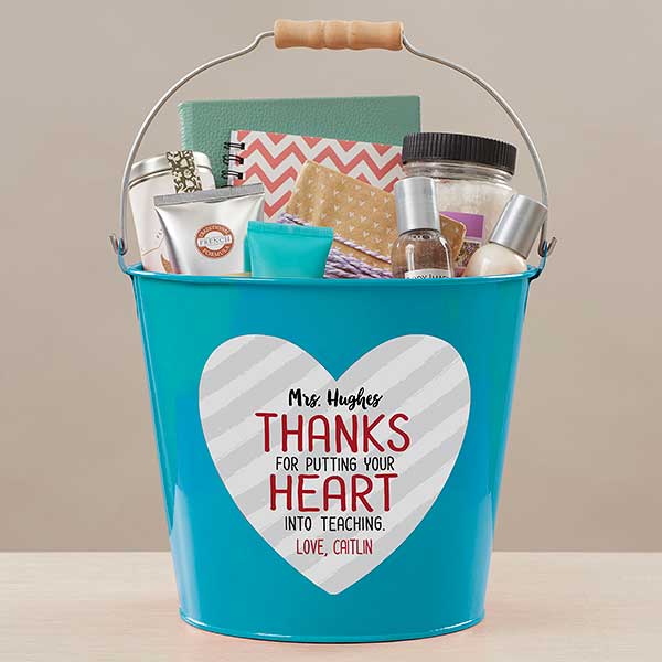 Heart Into Teaching Personalized Teacher Treat Buckets - 28407
