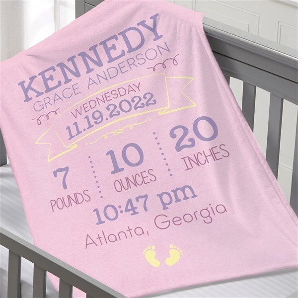 Personalised Baby Blanket Birth Details Added Boy/Girl New Baby Gift Keepsake 