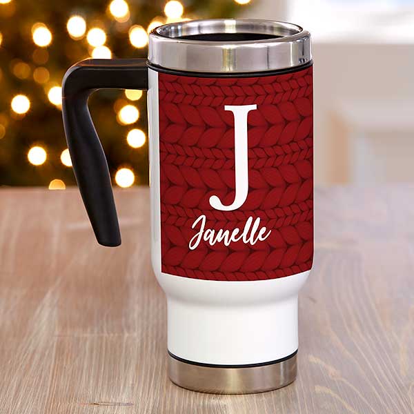 Christmas Sweater Monogram Personalized 14 oz. Commuter Travel Mug - 28441