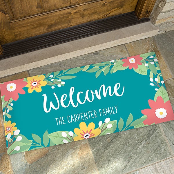 Summer Florals Personalized Summer Doormats - 28455