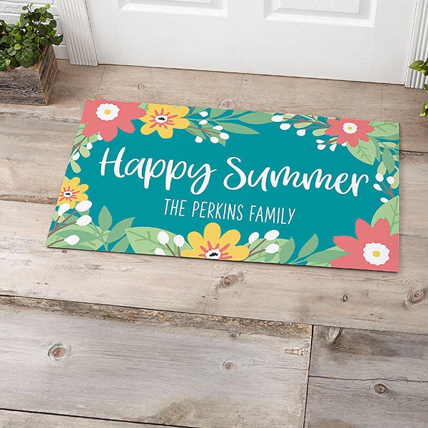 Summer Florals Personalized Doormat 20x35