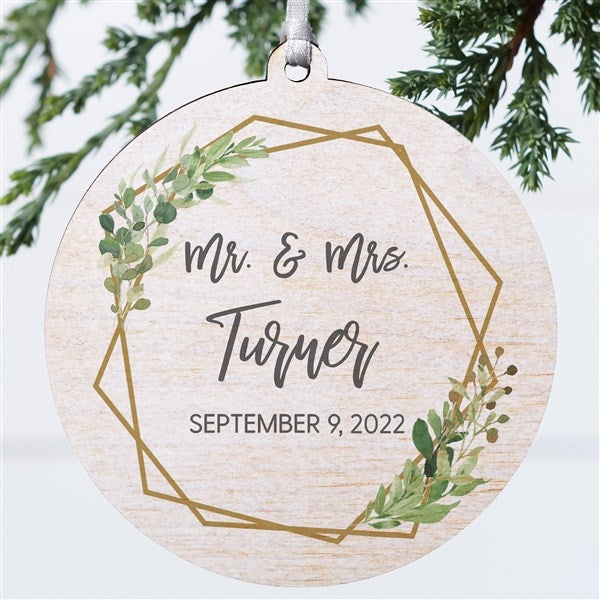 Geo Prism Wedding Personalized Ornament - 1 Sided Wood