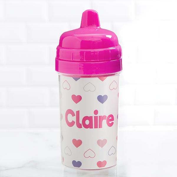 Hearts Personalized Toddler 10 oz Sippy Cups - 28474