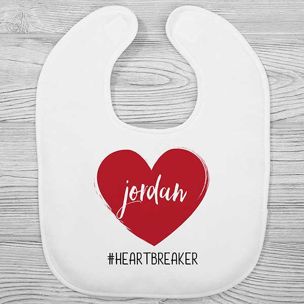 Scripty Heart Personalized Valentine's Day Baby Bibs - 28479