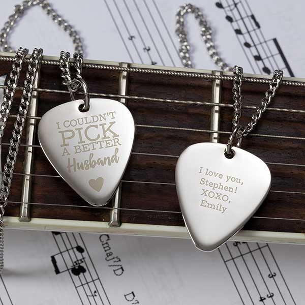 Couldn't Pick A Better Husband Personalized Silver Guitar Pick Pendant - 28494