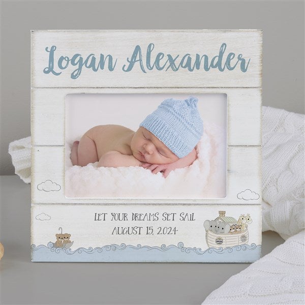 Precious Moments Noah's Ark Personalized Baby Boy Shiplap Frame - 28557