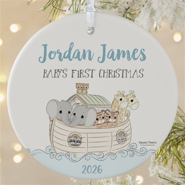 Precious Moments Noah's Ark Personalized Baby Boy Christmas Ornament - 28562