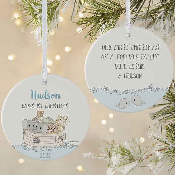 Ark Christmas 2022 Precious Moments Noah's Ark Baby Boy Christmas Ornament - 2 Sided Matte