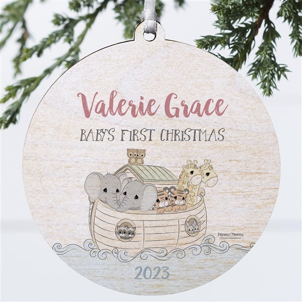 Precious Moments Noah's Ark Personalized Baby Girl Christmas Ornament - 28563