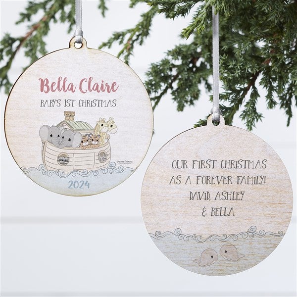 Precious Moments Noah's Ark Personalized Baby Girl Christmas Ornament - 28563