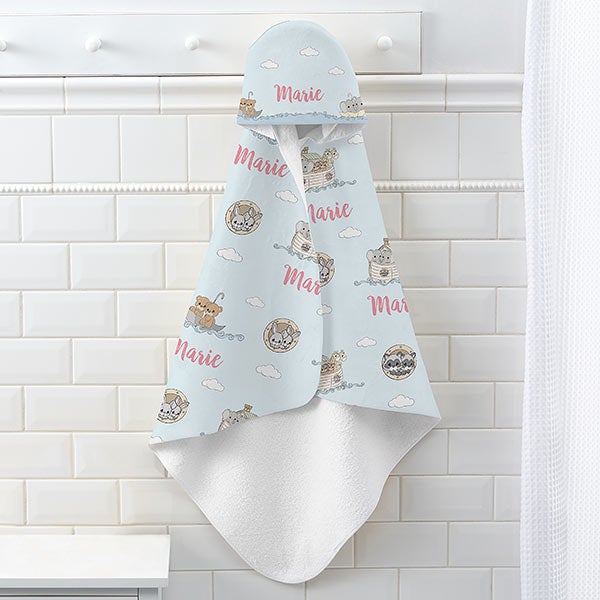 Precious Moments Noah's Ark Personalized Baby Girl Hooded Beach & Pool Towel - 28573