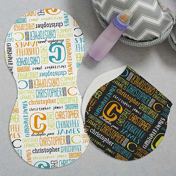 Repeating Name Personalized Burp Cloths - Set of 2 - 28581