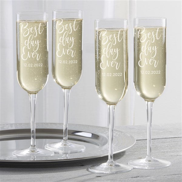 Personalized Custom Wedding Champagne Flute Glasses  SET OF 4 CHOICE OF DESIGNS