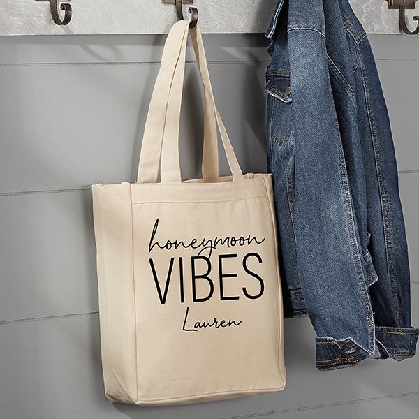 Honeymoon Vibes Personalized Canvas Tote Bags - 28722