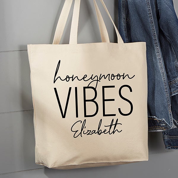 Honeymoon Vibes Personalized Canvas Tote Bags - 28722