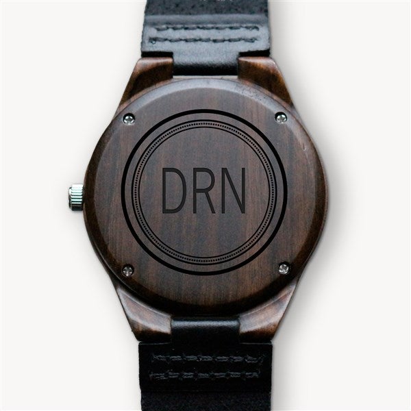 Circle Monogram Engraved Sandalwood Watch - 28737D