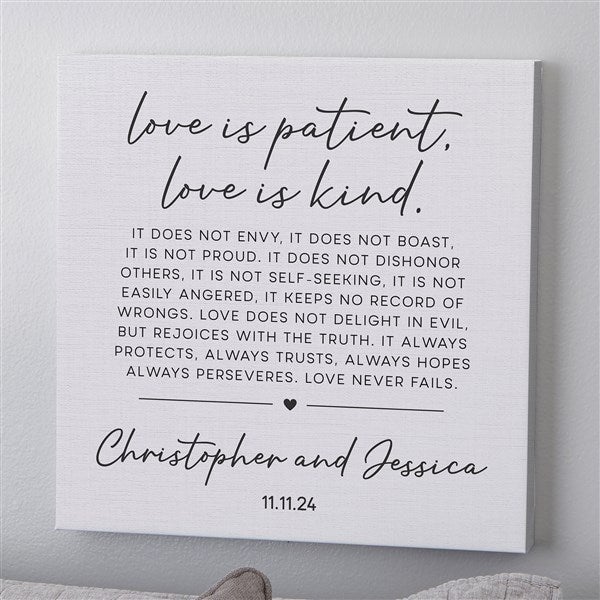 Love Is Patient Personalized Wedding Canvas Prints - 28742