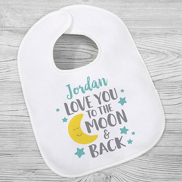 magic moments I Love You to The Moon and Back Full Color Funny Sublimation White Baby Vest OR Bib 