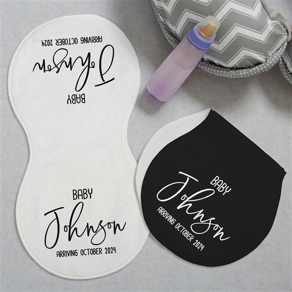 Baby Coming Pregnancy Announcement Personalized Burp Cloths - 28810