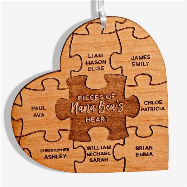 Pieces Of Her Heart Personalized Wood Heart Ornaments - 28833