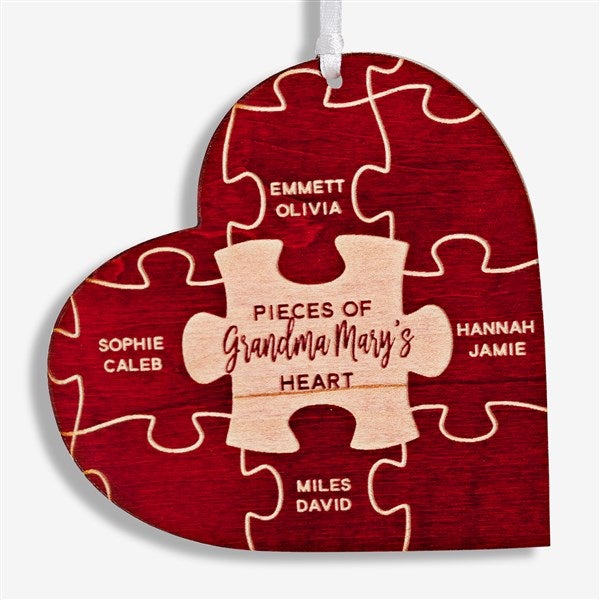 Pieces Of Her Heart Personalized Wood Heart Ornaments - 28833