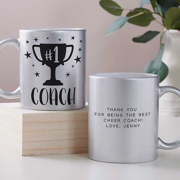 #1 Coach Trophy Personalized Glitter Coffee Mugs - 28905