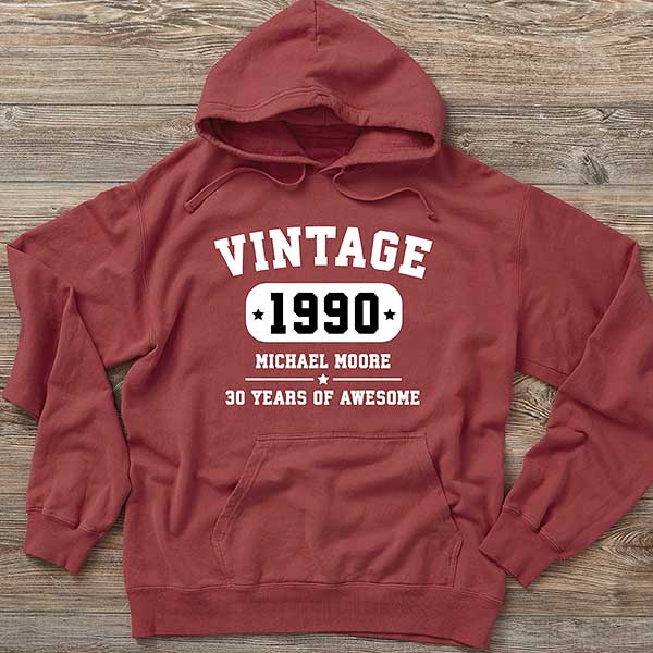 Vintage Birthday Personalized Hanes Adult ComfortWash Hoodie