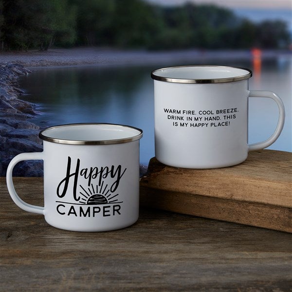 Camping Mug Happy Campers Campfire Enamel Camping Cups Outdoor