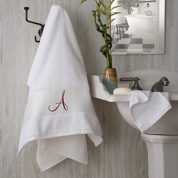 Monogrammed Bath Towels White Cotton For The Home
