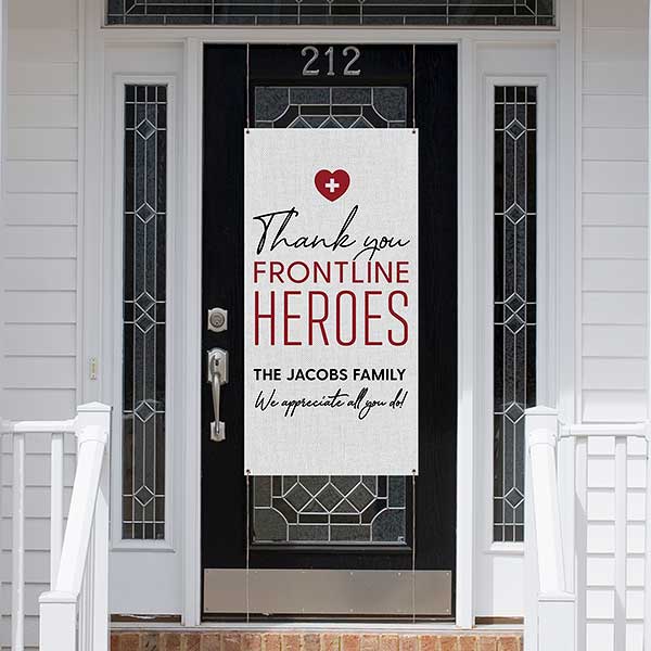 Thank You Frontline Heroes Personalized Door Banner - 28977