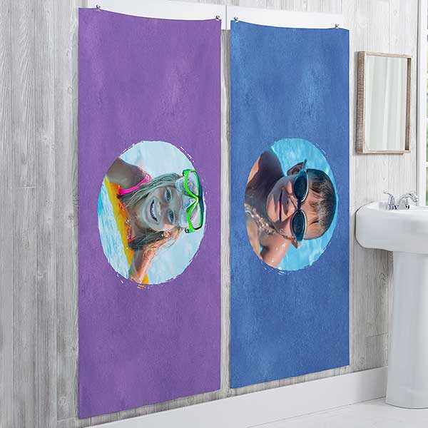 Watercolor Photo Personalized Bath Towels - 28978
