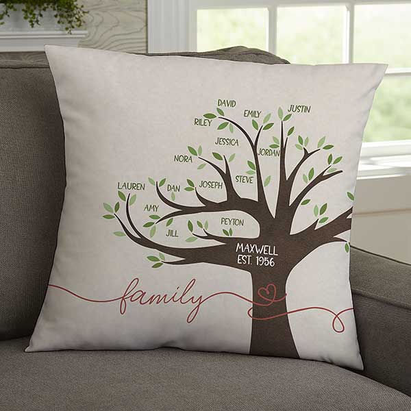 Our Family Tree Personalized 18-inch Velvet Throw Pillow