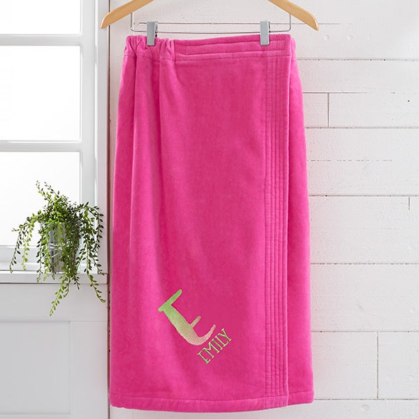 Ombre Initial Custom Embroidered Women's Towel Wraps - 28989