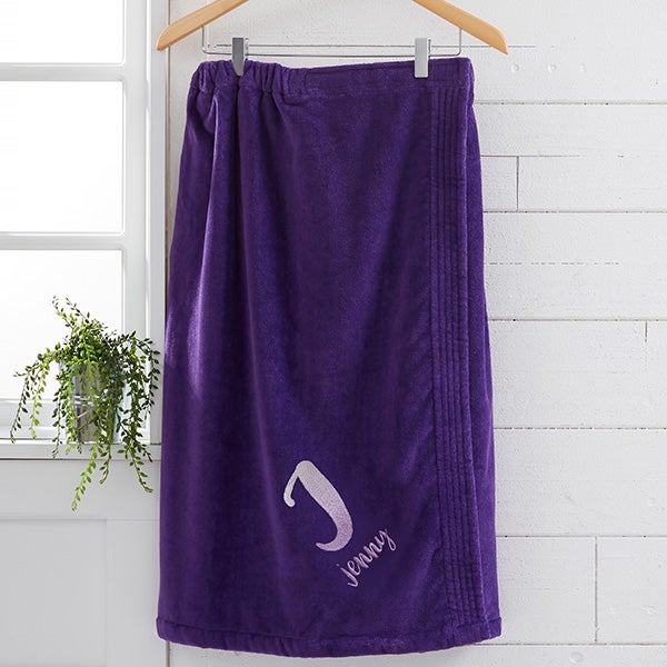 Ombre Initial Custom Embroidered Women's Towel Wraps - 28989