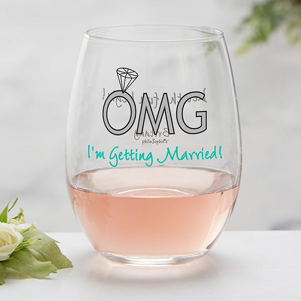 OMG I'm Getting Married Personalized Wine Glasses by philoSophie's - 29047