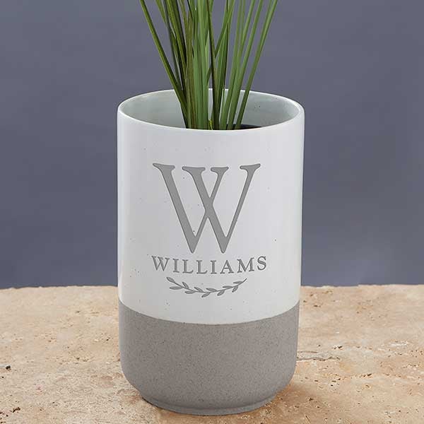 Family Laurel Personalized Monogram Cement Vase - 29062