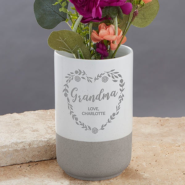 Grandma Wreath Personalized Cement Vase - 29064