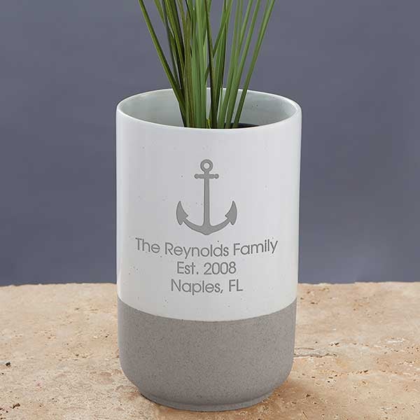 Choose Your Icon Personalized Coastal Cement Vase - 29065