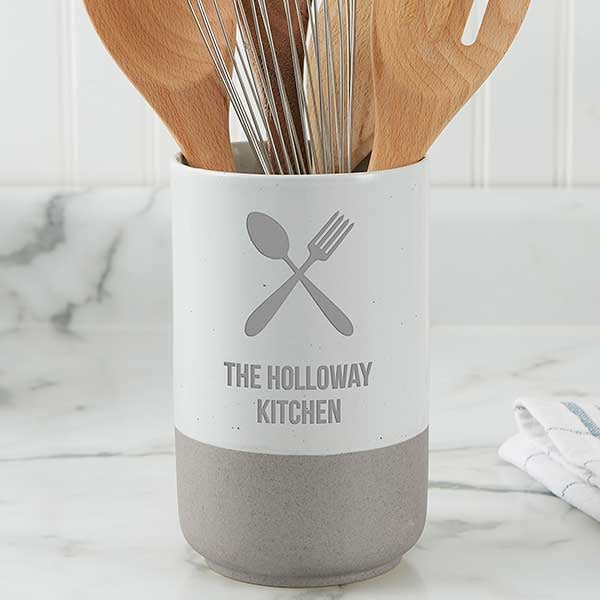 Choose Your Icon Personalized Cement Kitchen Utensil Holder - 29074