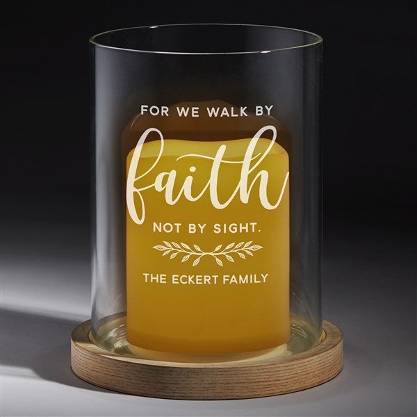 We Walk in Faith Personalized Wood Hurricane Candle Holder - 29080