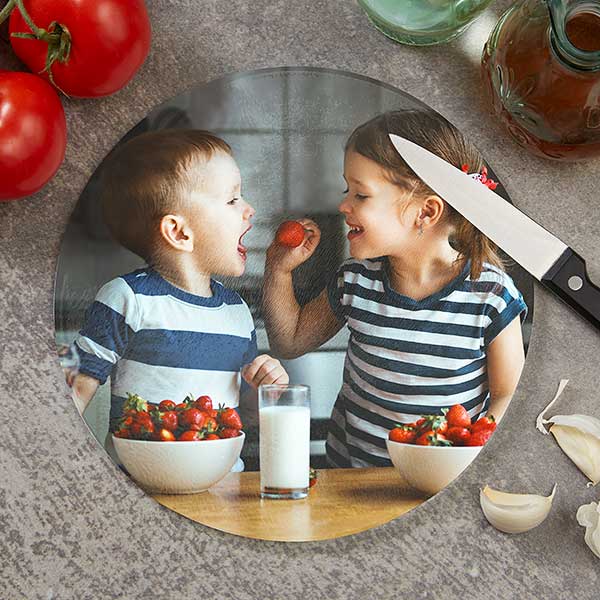 Personalized Photo Round Glass Cutting Boards - 29253