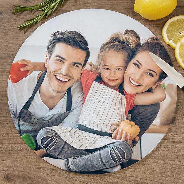 Personalized Photo Round Glass Cutting Boards - 29253