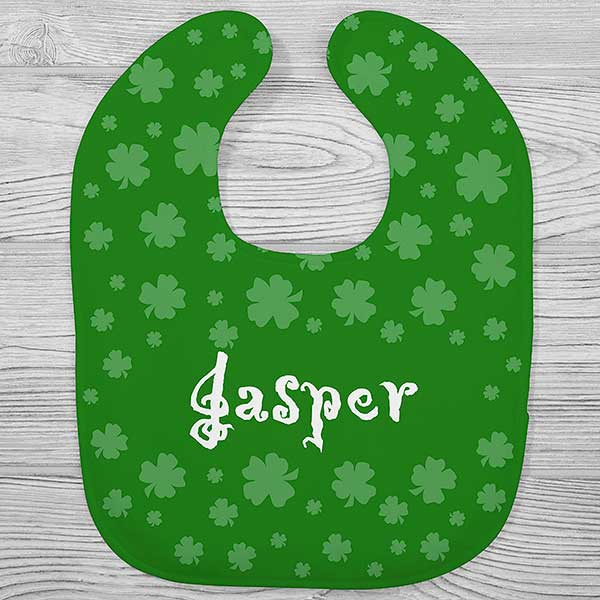 Lucky Irish Clover Custom Baby Name Personalized St. Patrick's Day Baby Bibs