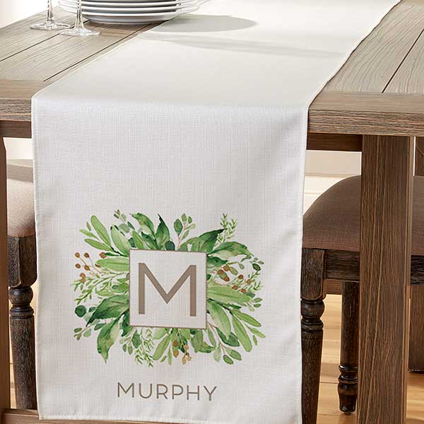Greenery Monogram Personalized Table Runners - 29275